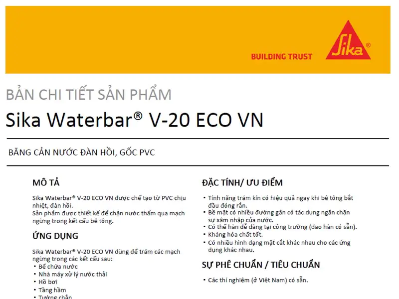 Sika Waterbar V-20 ECO VN PDF