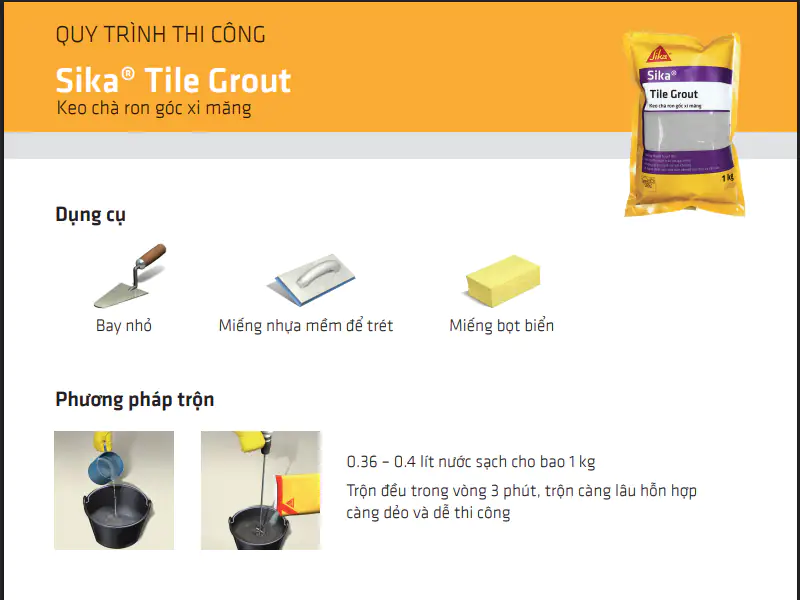 Thi công Sika® Tile Grout